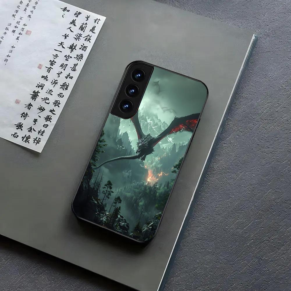 Dragon Phone Case For Samsung S24, S25 22,30,Note20,Ultra,Lite,Ultra5G,Plus,FE Black Cover