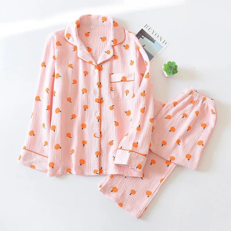 Nieuwe lente- en herfstpyjama's voor dames, 100% katoen, lange mouwen, thuiskleding, paarse lavendel, eenvoudige pyjamaset voor dames, grote maten L white