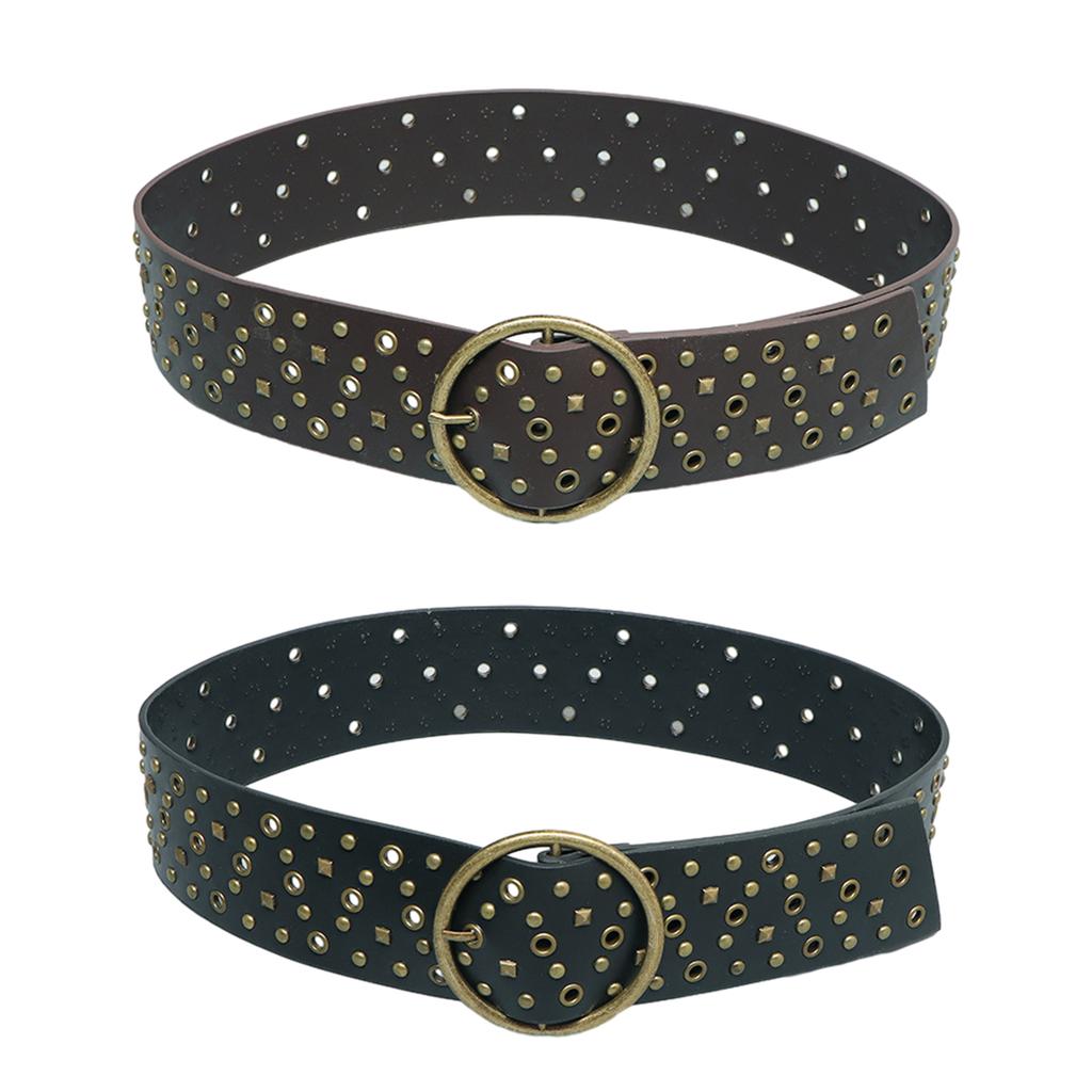 PU Leather Waist Belt with Pin Buckle Harajuku Alloy Rivet Waist Belt Woman Girls Jeans Dresses Skirt Coat Waistband
