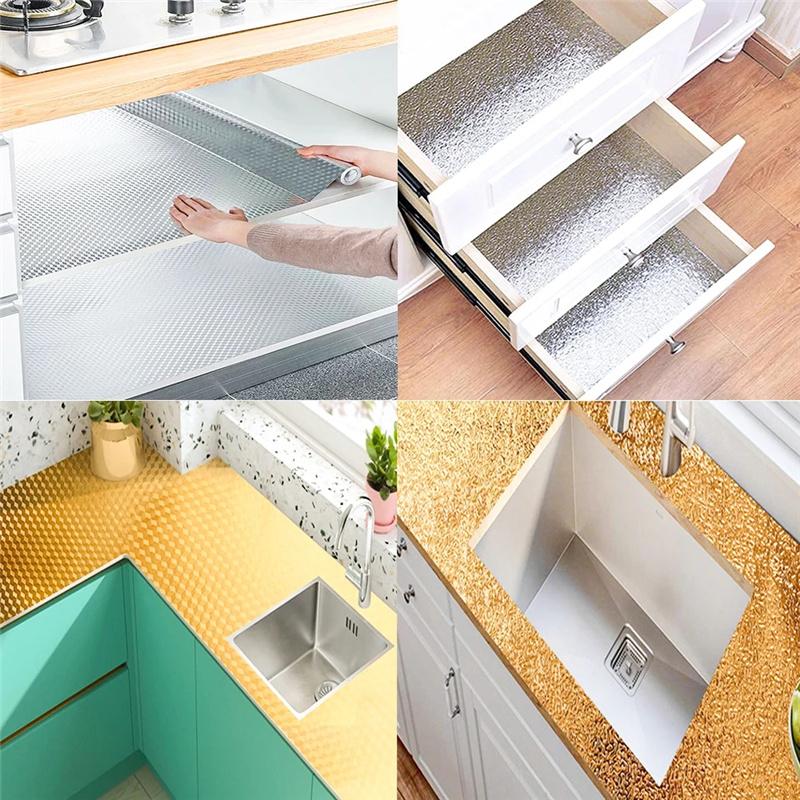 Kitchen Oil-proof Self Adhesive Stickers Anti-fouling High-temperature Aluminum Foil Gas Stove Cabinet Contact Wallpaper