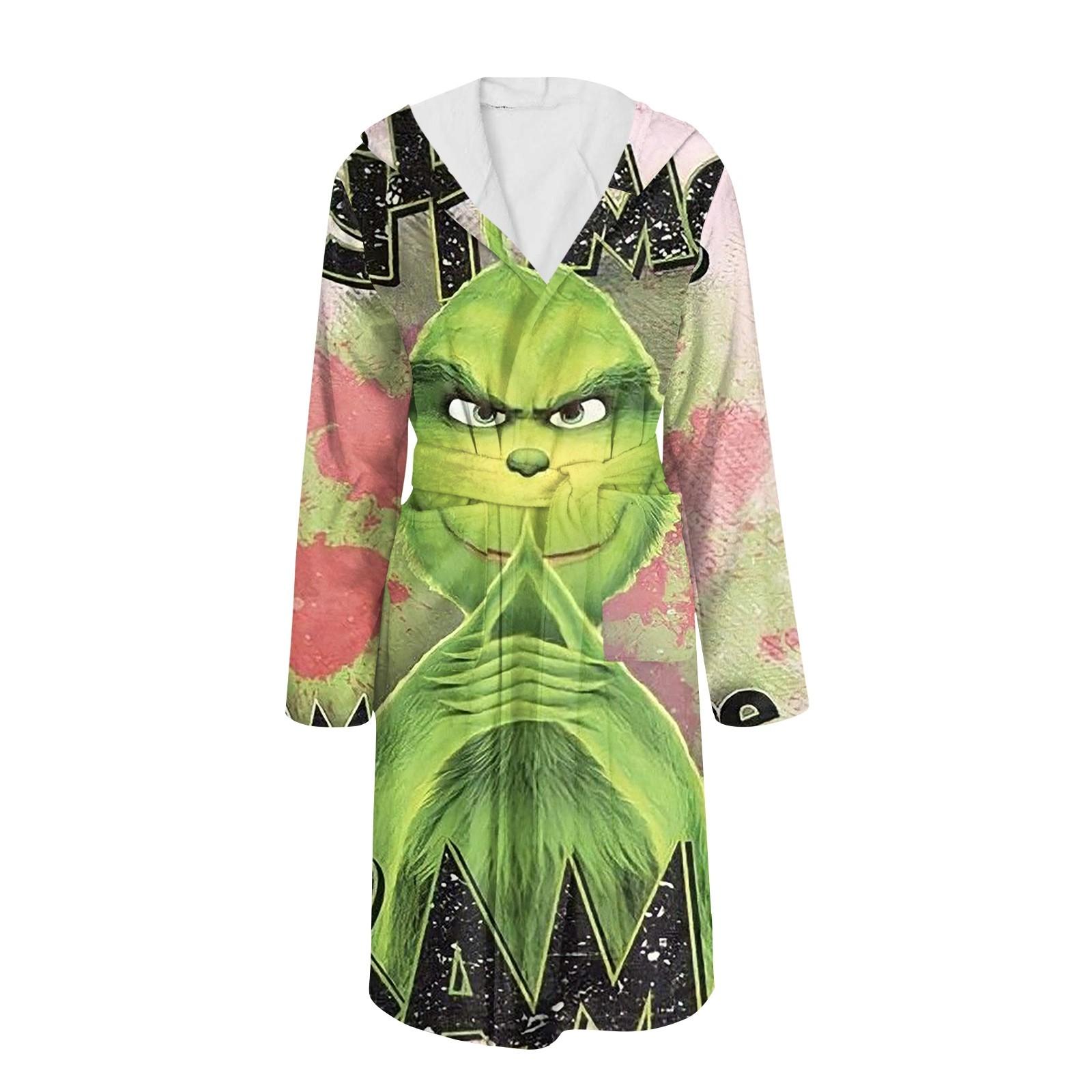 

Халат для мужчин и женщин, фланелевый халат с принтом, впитывающая быстросохнущая хлопковая ночная рубашка L