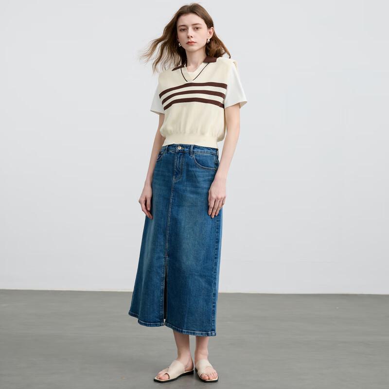 

San Cai Women s Striped Color-block Polo Collar Knit Vest L