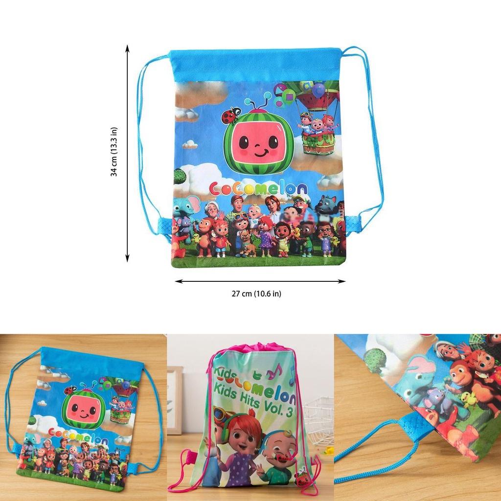 Cocomelon Drawstring Bag Backpack For Kids Featuring Stain-resistant Non-woven Fabric