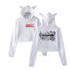 Fashion Calum Hood Printed Kawaii Crop Top Hoodie Funny Cat Ear Cropped Short Sweatshirt Hooded Pullover Women Tops Streetwear