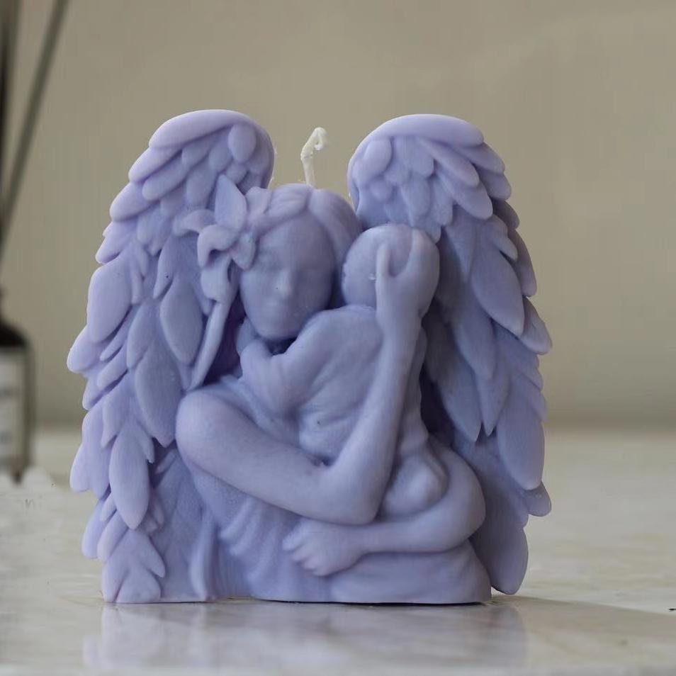 Angel And Child Sculpture Silicone Mold DIY Mother's Day Gift Home Decor Resin Molds Mother With Baby Embrace Statue Candle Mold