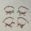 Sweet Cool Princess Style Pink Butterfly Pendant Bracelet With Rhinestones For Women