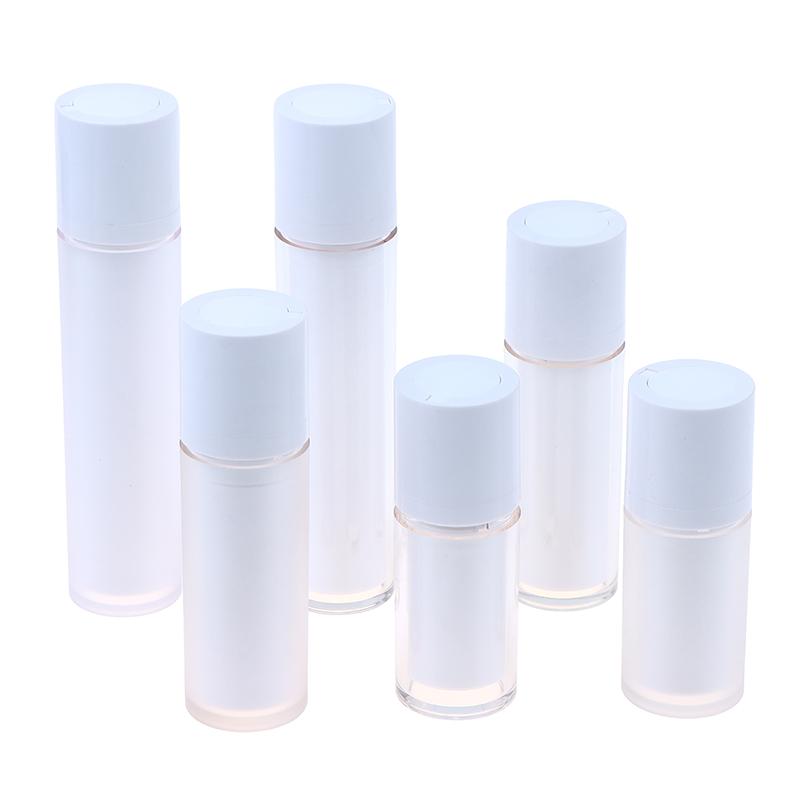 15/30/50Ml Vacuum Pump Bottles Frosted Clear Round Lotion Foundation Jar Rotating Lifting Lid Empty Travel Cosmetic Dispenser