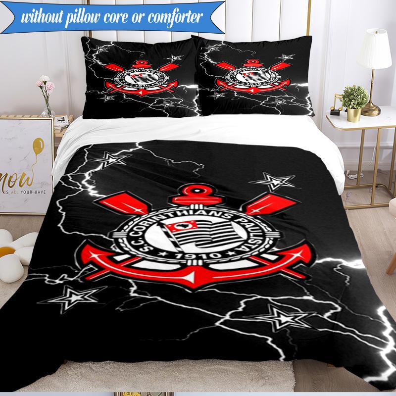 3PCS Sport Club Football Crest Printed Soft Bedding Set,Including 1pc Duvet Cover And 2pcs Pillowcases Perfect for Bedroom, Dormitory, Fan Gift