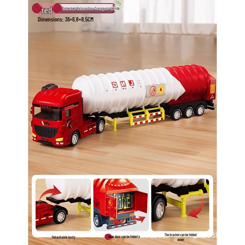 Large Oil Tanker Truck Toy - Semi-Trailer Engineering Vehicle Model for Kids Aged 2-6.