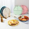 Fat Loss Portion Control Plate: Three-Compartment, Drop-Proof Wheat Straw Design, Color-Coded for Efficient Meal Planning.