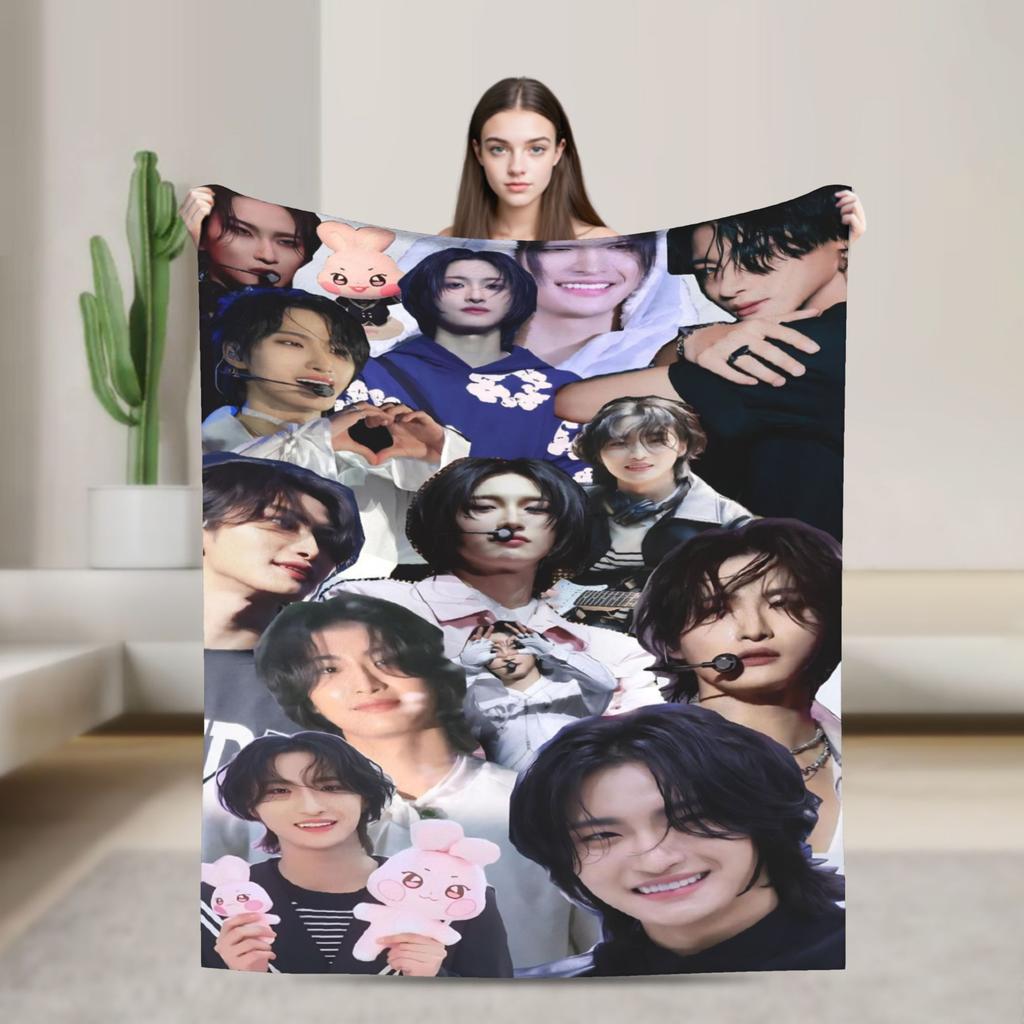 Seonghwa Kpop Ateez Band Plush Blanket Child Flannel Throw Blanket For Outdoor Warm Soft Custom Quality Bedspread Gift