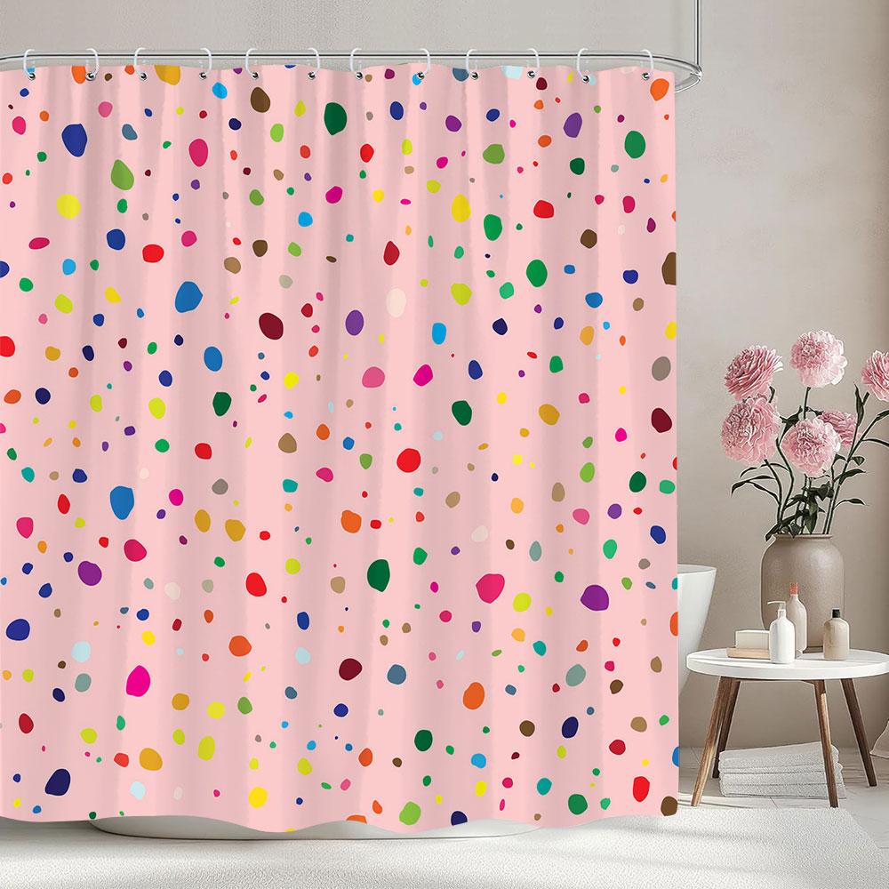 Abstract Geometric Lines Shower Curtain Irregular Pattern Square Wave Pattern Polyester Shower Curtain Bathroom Decor With Hooks