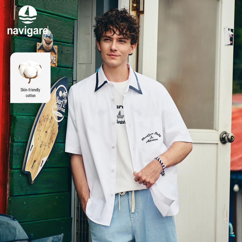 Navigare Men s Loose Fit Short Sleeve Casual Shirt L