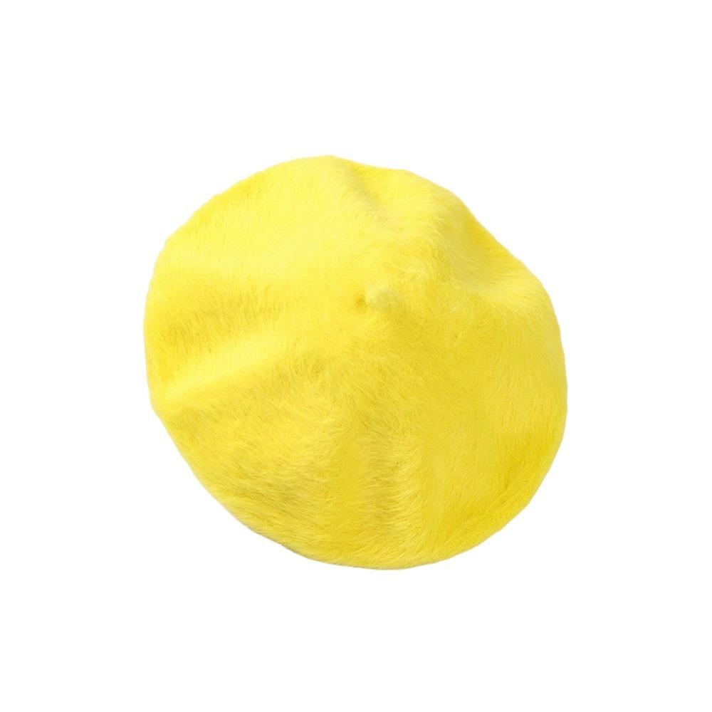 Soft Pumpkin Painter Cap Solid Color Plush Octagonal Cap Elegant Faux Mink Beret Autumn