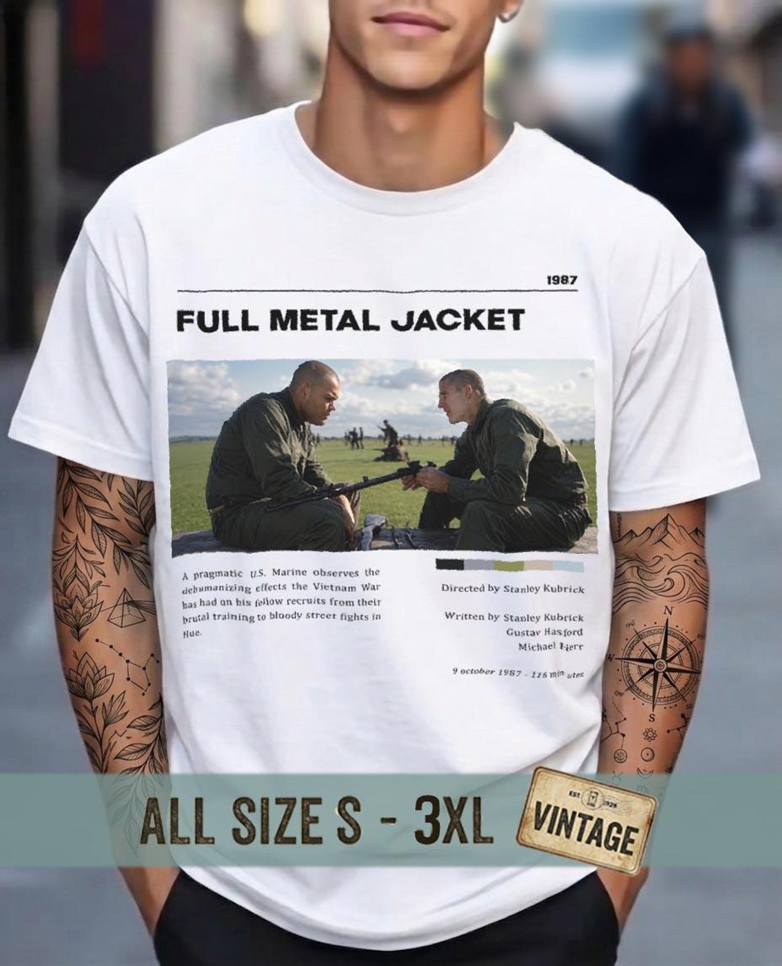Full Metal Jacket Shirt, Stanley Kubrick T Shirt, War Movie Tee, Vintage Movie Poster Shirt, Cult Film Graphic Tee, Cinephile Gift M