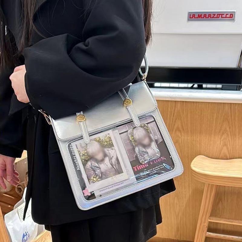 Japanese High School Teenage Backpack Large-Capacity Transparent Shoulder Bag Girls Diy Decoration Pain Bag Anime Expo Cosplay