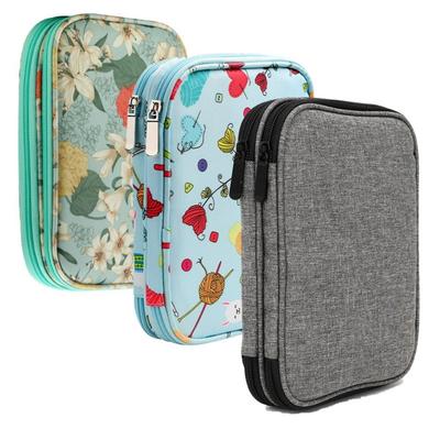 Estojo para agulhas de tricô Portátil, bolsa em tecido Oxford colorido para agulhas de crochê, bolsa de armazenamento retangular dupla face para