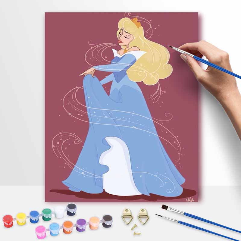 Disney DIY Sleeping Beauty Oil Painting Art Painting Kit Home Wall Decor Handmade Gift Princess Aurora Wall Art Bedroom Craft Supplies