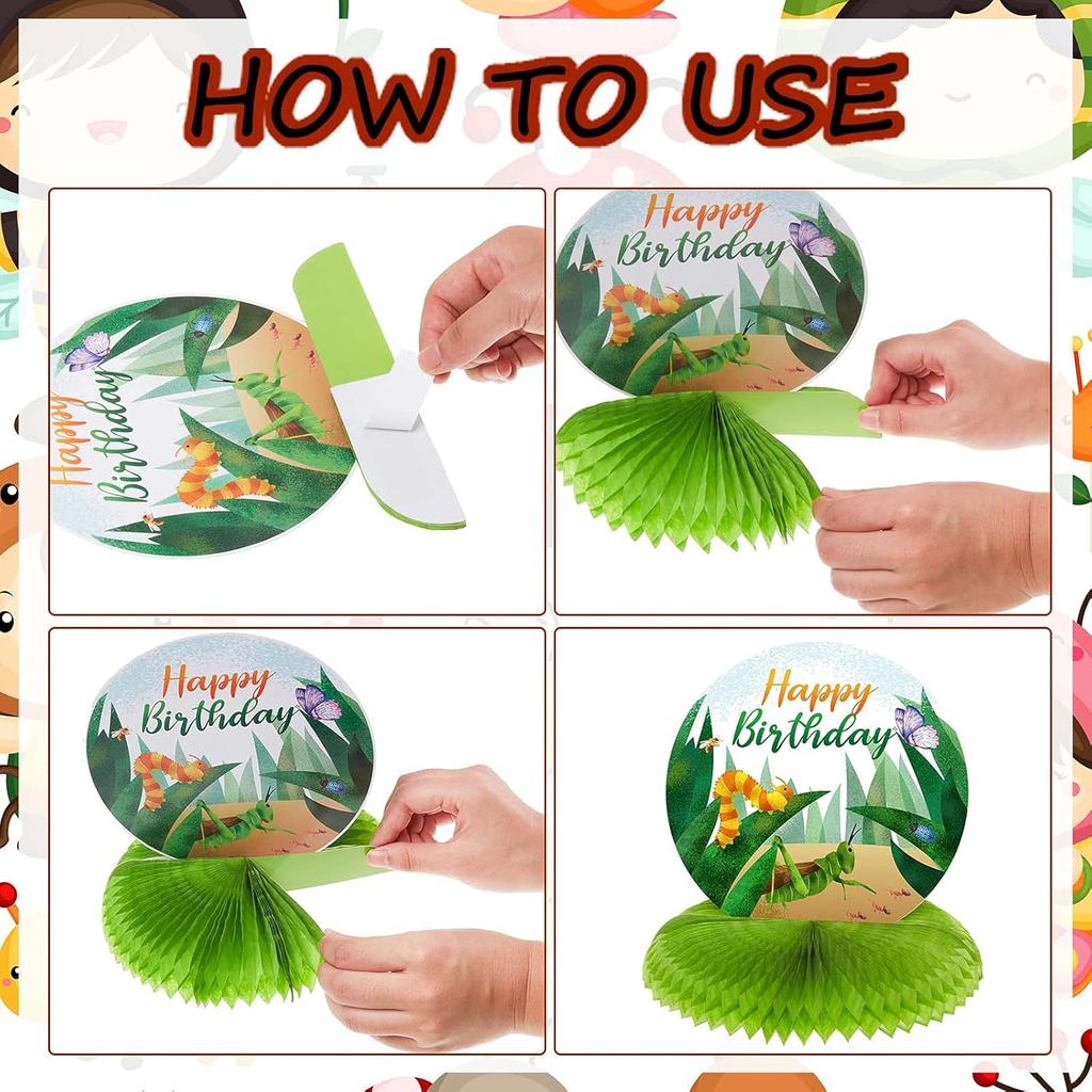 28 Pieces Bugs Party Decorations Spring Bugs Party Banner Bee Ladybugs Hanging Swirls Decor ect Birthday Honeycomb Centerpieces Decorations for Boys