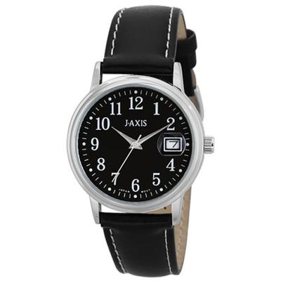 J-AXIS Unisexe NHG02-BK (Flamme solaire) Montre Ronde Analogique Noire