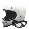 LEAD RUDE Full-Face Scrambler Motorcycle Helmet, White, One Size Fits Most (Under 57-60cm)