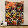 Colorful Day of the Dead Skeleton Band Patterned Tapestry Decorative Wall Hanging, Home Bedroom Living Room Decor