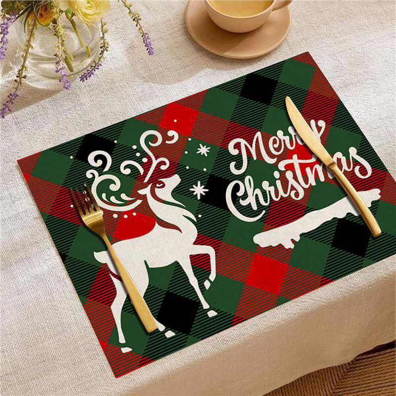 New Year Christmas Table Mat Print: Simple Home Tablecloth Placemat and Decoration
