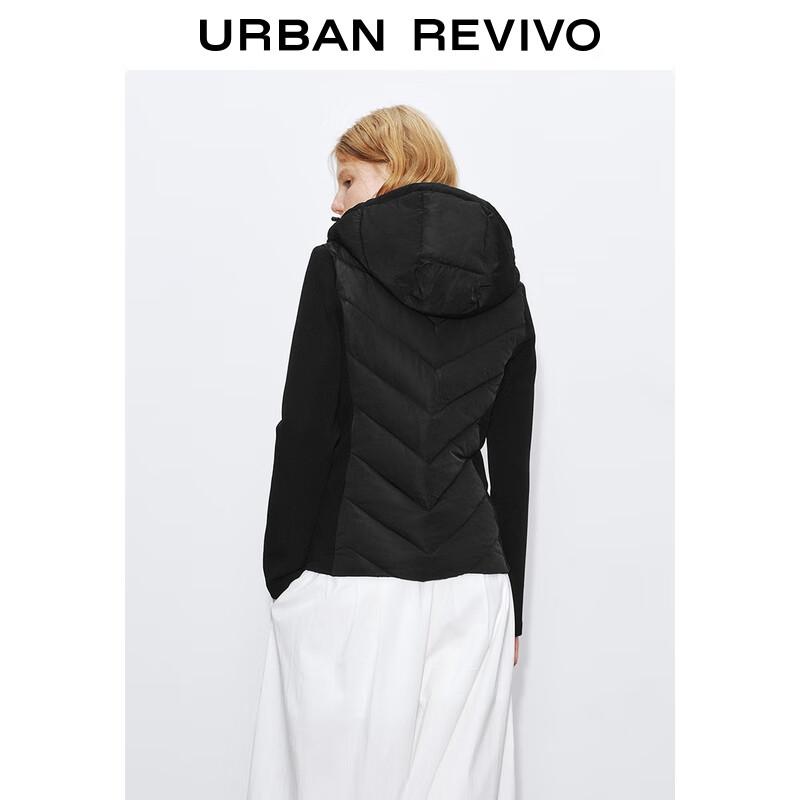 UR 2025 Winter Women's Simple Quilted Hooded Zipper Cotton Jacket