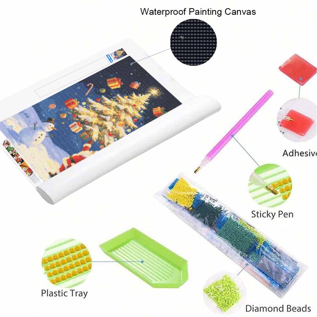 DIY 5D Diamond Painting Kit Christmas Tree Santa Full Drill Rhinestone Art Canvas Relaxing Creative Craft for Home Wall Decor Gift