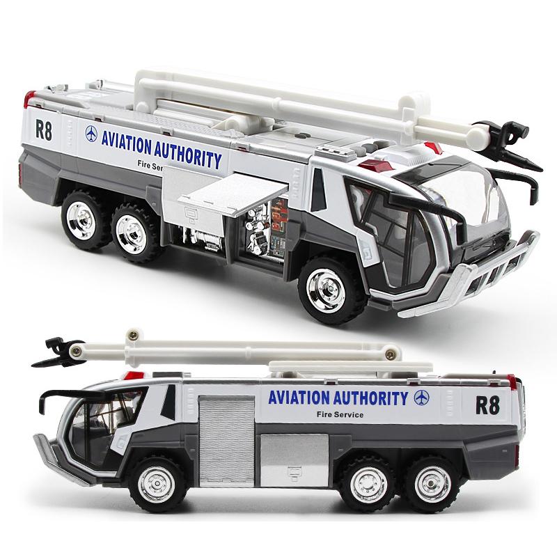 1/32 lotniskowe wozy strażackie dla chłopców, wóz strażacki zabawki Diecast silnik wozu strażackiego Pullback zabawka cierna pojazd inżynieryjny Model wozu strażackiego