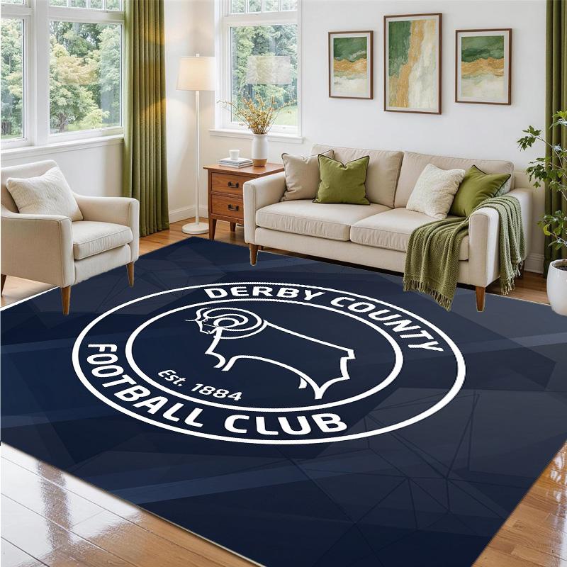 Derby County Design Crystal Velvet Rug Soft Decorative Mat for Bedroom Entrance