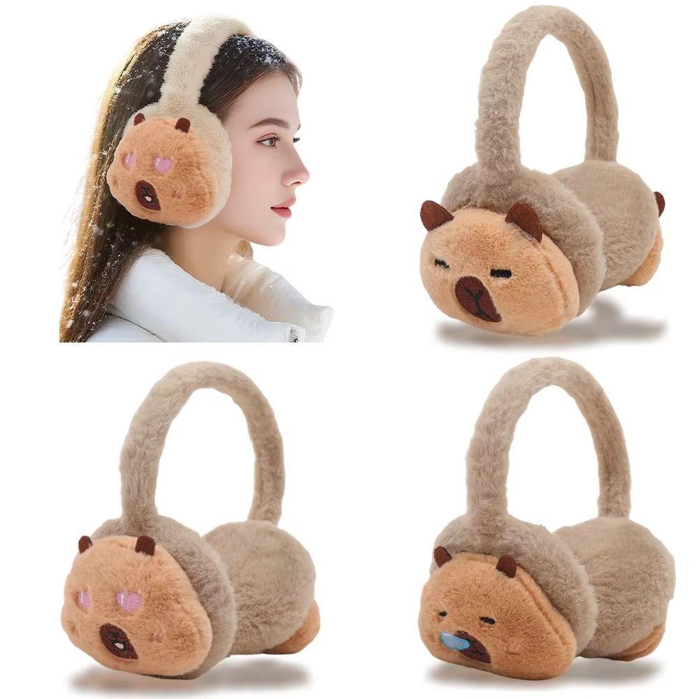 Cartoon Animal Warm Earflaps Windproof Cute Ear Cover Comfortable Capybara Plush Earmuffs  Riding