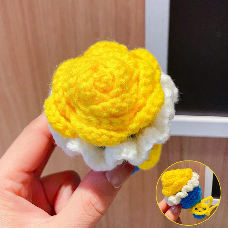 Charming Crochet Fruit Keychain: Persimmon & Strawberry Wool Pendants