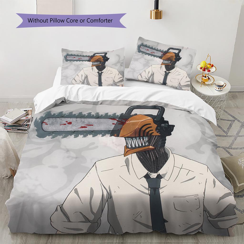 Chainsaw Man  Pattern Bedding Quilt Set  Home Decoration  Gift (1 * Duvet Cover + 2 * Pillowcase  Without Core)