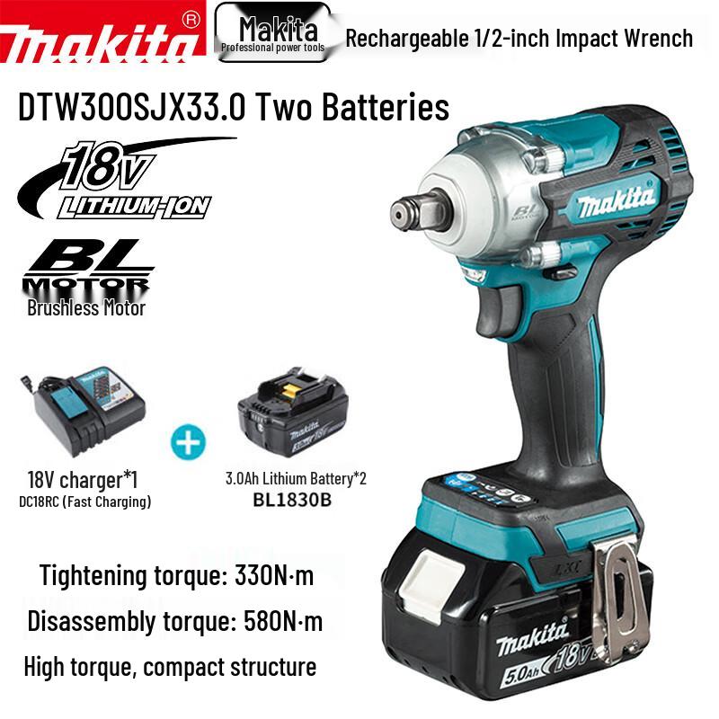 

Makita DTW300 Series 18V Cordless Impact Wrench CN plug (adapter included)