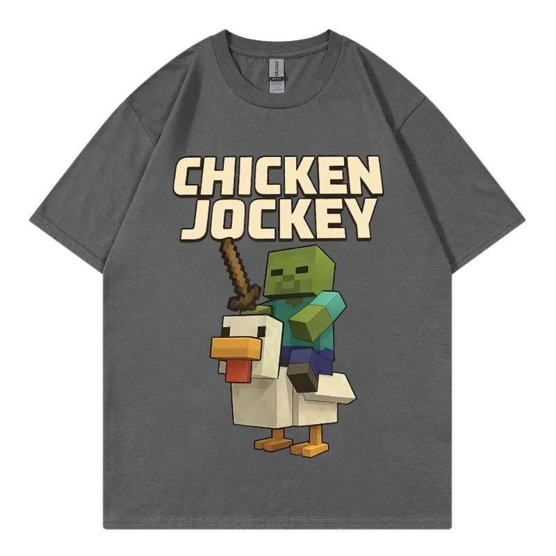 Chicken Jockey Game Cartoon Graphic T Shirt High Quality Fashion Short Sleeve Tshirt Men Women Casual Oversized Cotton Tshirts