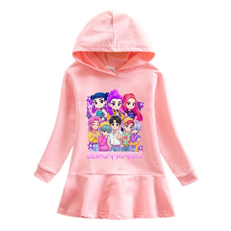 Girls Anime Cartoon Kpop Rumi Zoey Mira Hunters Printed Hooded Dress