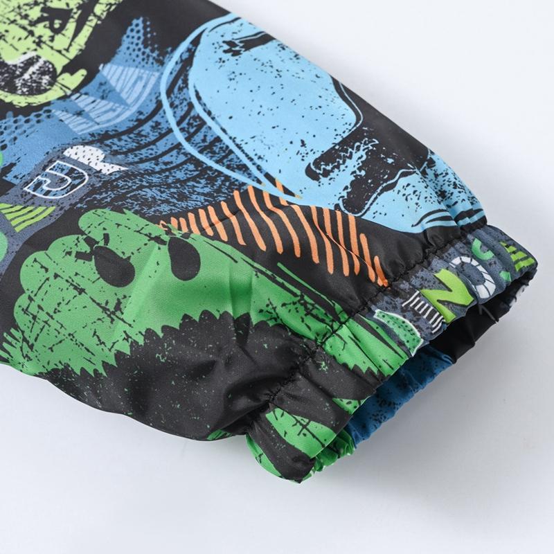 1-8 Jahre Kinder Jungen Cartoon Dinosaurier Bedruckter Kapuzen-Reißverschlussmantel Lässige Jacke