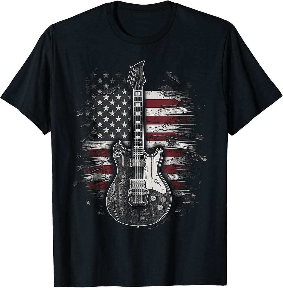 American Flag Guitar Rock Music USA Flag Gift for Guitarist TShirt Unisex T-Shirt