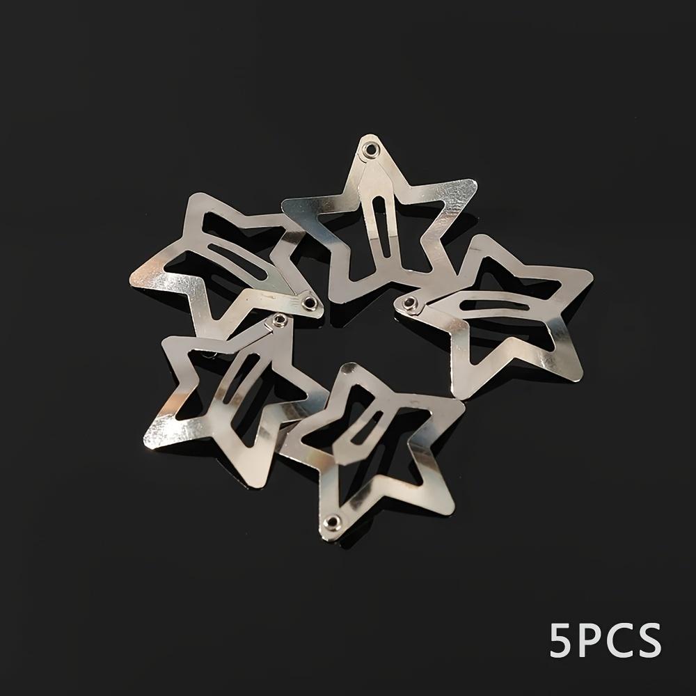 5pcsY2K Silver Star Shaped Hair Clip, Girls' Star Shaped Metal Clip, Simple Baby Hair Clip, Holiday Gift Broken Hair Clip