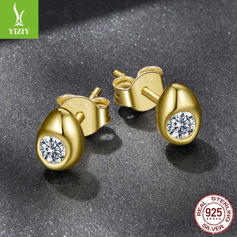 Water Drop Moissanite Stud Earrings Simple Premium Texture S925 Sterling Silver Stud Earrings