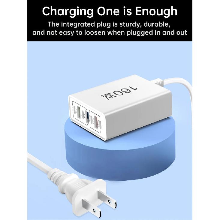 160W Multi Ports USB Charger Power Strip Type C Fast Charging Phone Charger Power Adapter Quick Charge EU/US Plug Travel Charger