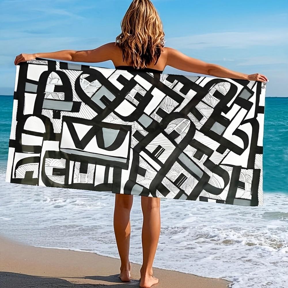 Geometric Abstract Art Beach Towel Patterned Sunscreen And Windproof Suitable For Swimming Pool Camping Travel Blanket