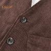 Men Corduroy Vest Coat V-neck Sleeveless Single Breasted Buttons Waistcoat with Pockets Solid Color Vest Jacket