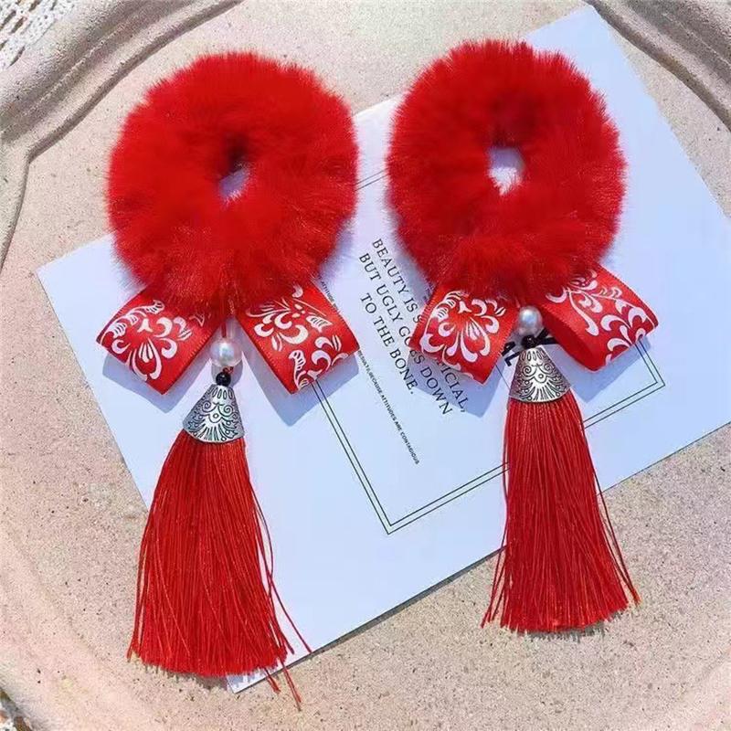 

Гибкие 1 пара шикарных детских резинок для волос в китайском стиле, мягкие эластичные резинки для волос на Новый год A3