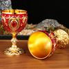Amosfun 2.7 Inch Retro Goblets Metal Wine Cups Royal Chalices Medieval European Style Embossed Drinking Cups Party Favors 30ml Red