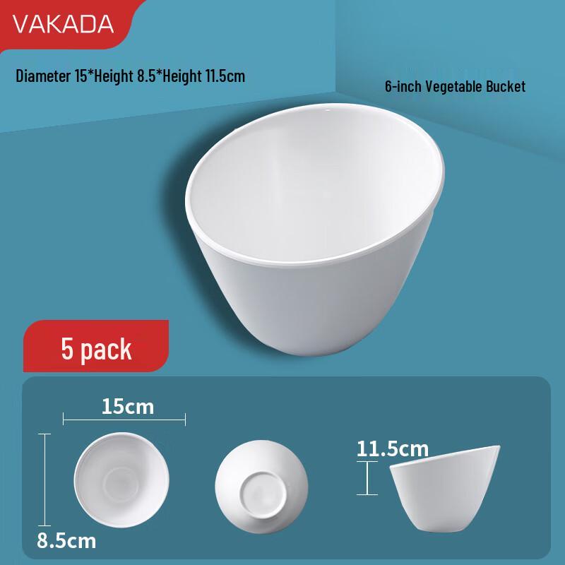 VAKADA 6-inch Melamine Food Serving Buckets (5-Pack)