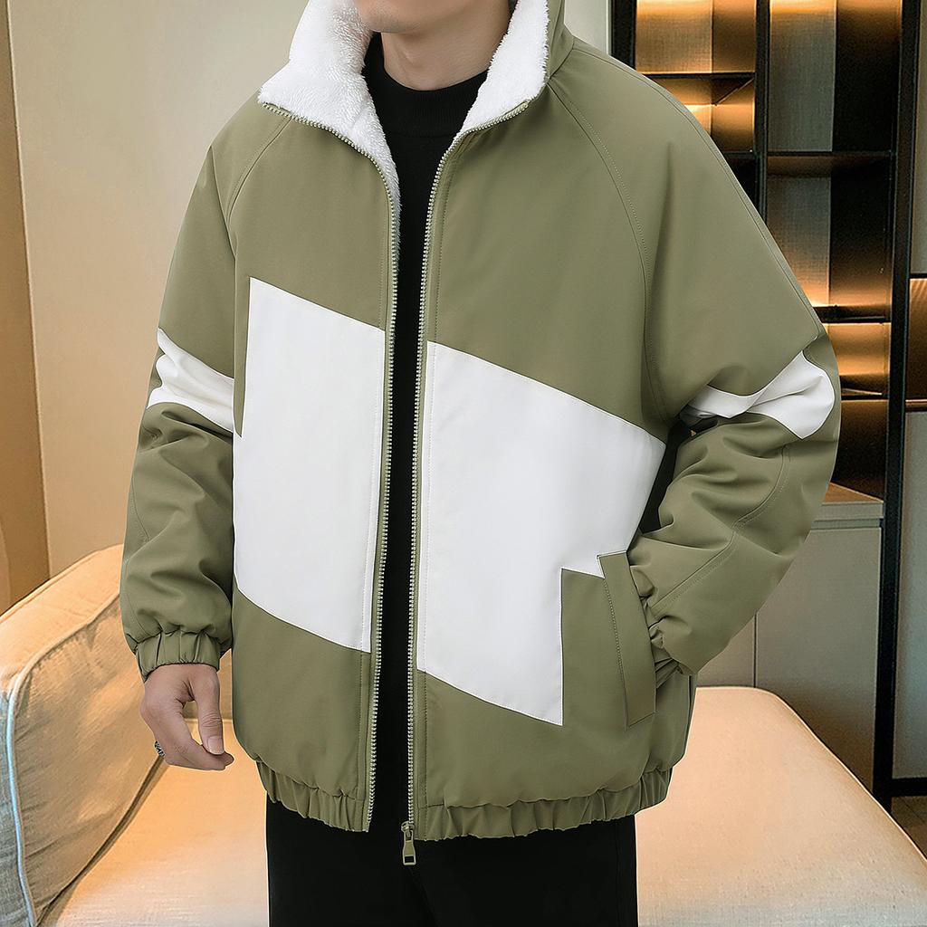 Lamb Velvet Windproof Outdoor Plus Velvet Cotton Coat Men's Jacket Top Sports and Casual Korean Version