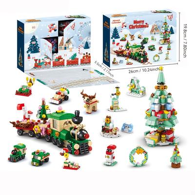 Christmas Theme Christmas Tree Train Building Blocks 544pcs, 6in1 Set, Kids Science Toy, Family Gathering, Birthday Gift
