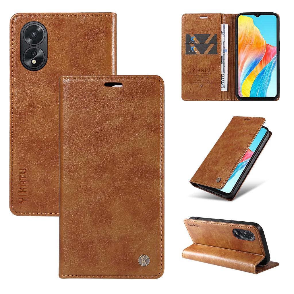 YIKATU YK-006 For Oppo A38 4G/A18 4G Case Leather Phone Cover with Card Slots Wallet